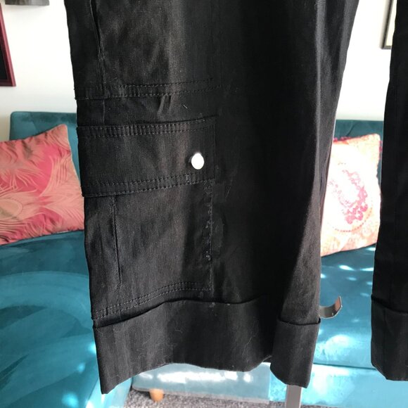 CACHE size 2 Black Y2K Cropped Indie Sleeze Capri Cargo Pants - Picture 4 of 5